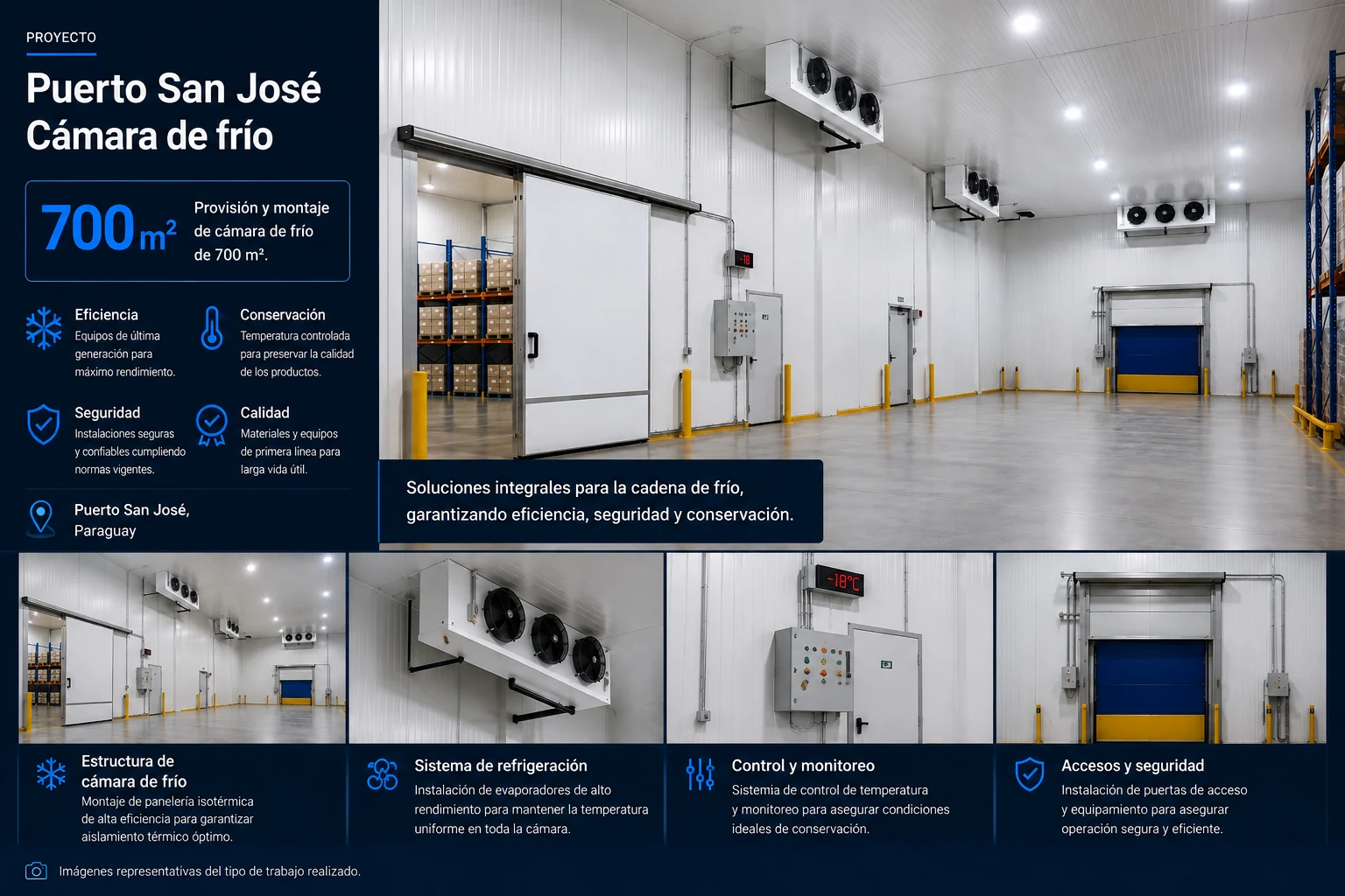 Proyecto de cámara de frío de 700 m² de JF Ingeniería para Puerto San José