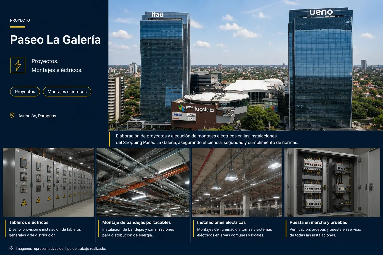Proyecto de elaboración y montajes eléctricos de JF Ingeniería para Shopping Paseo La Galería